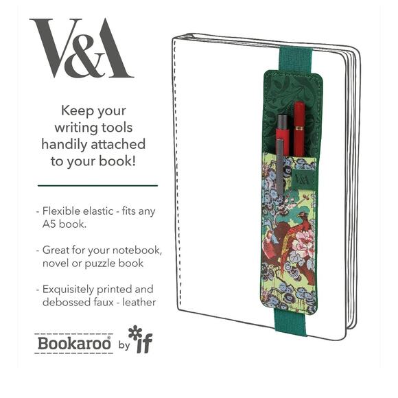 IF V&A Bookaroo Pen Pouch in the Sundour Pheasant Design Green - Picture 7 of 7